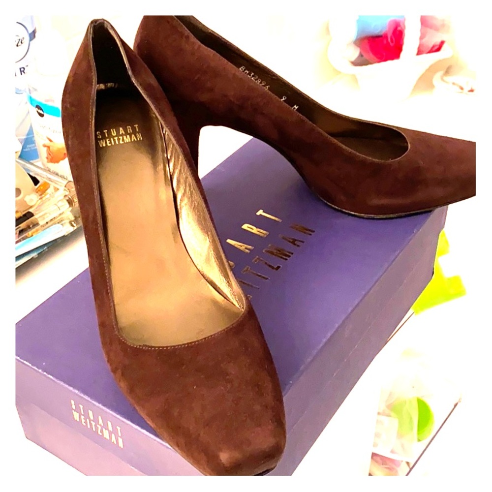 Stuart Weitzman Chocolate Brown Suede Pumps-NEW